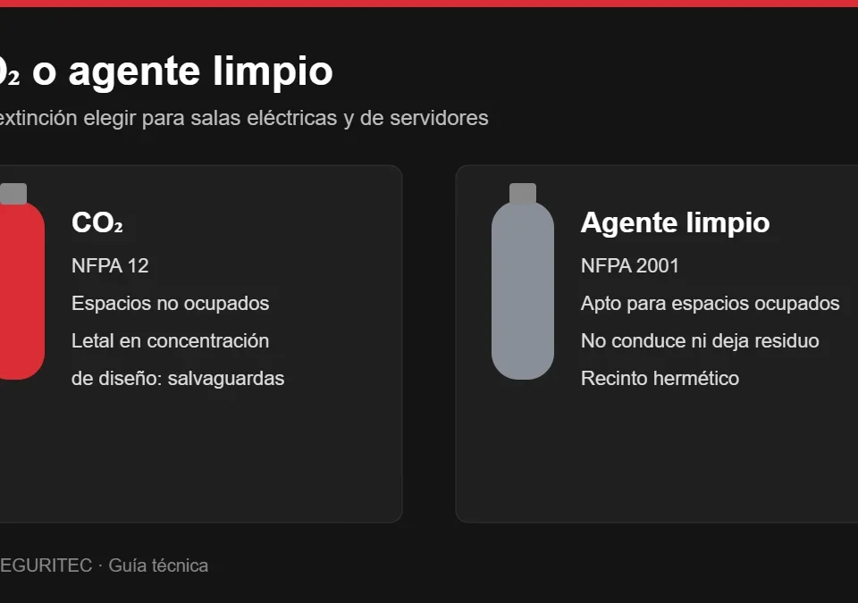 Comparación entre sistema de extinción por CO₂ (NFPA 12) y agente limpio (NFPA 2001) para salas eléctricas y de servidores