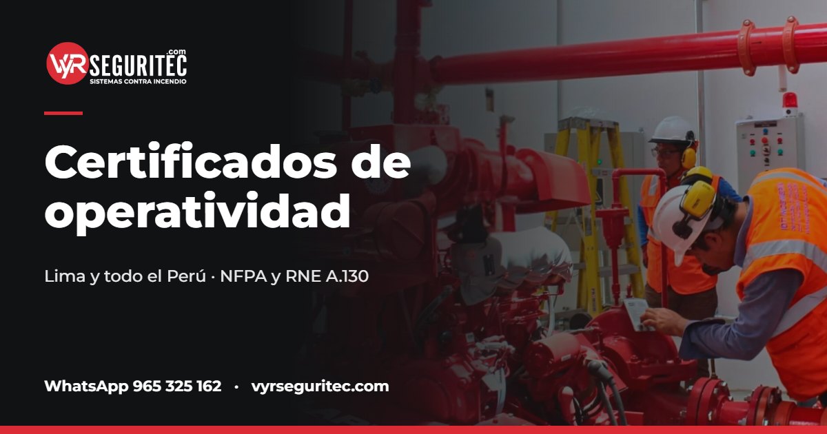 Certificado de operatividad contra incendio: pruebas de un cuarto de bombas